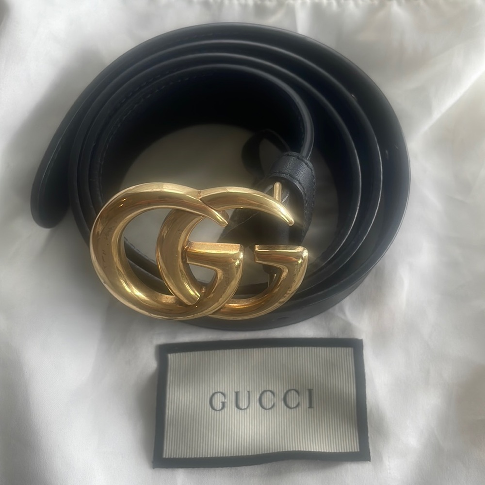 Gucci black belt 1 inch